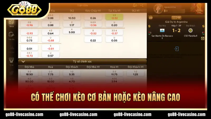 Kèo cơ bản và kèo nâng cao hấp dẫn người tham gia