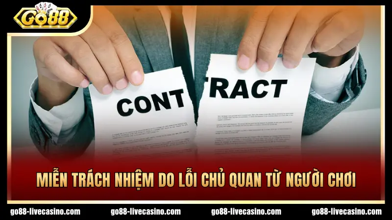 Miễn trách nhiệm xuất phát từ lỗi người chơi chủ quan