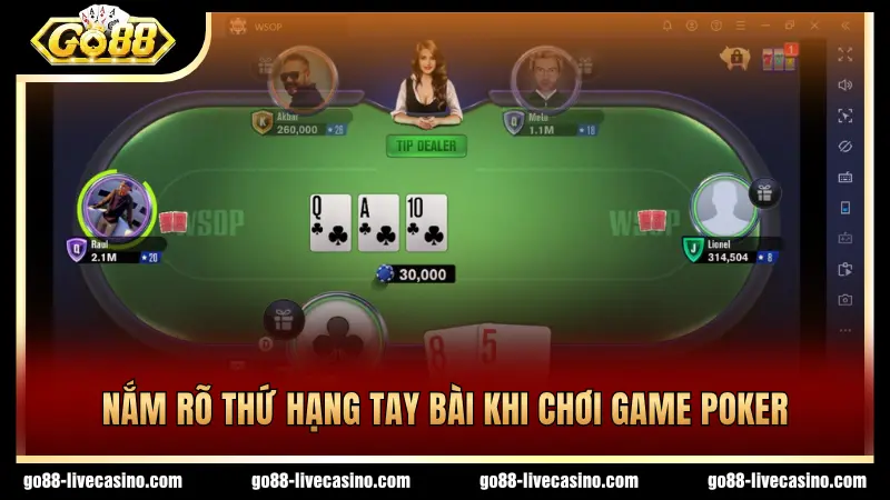 Thứ hạng các tay bài trong game Poker