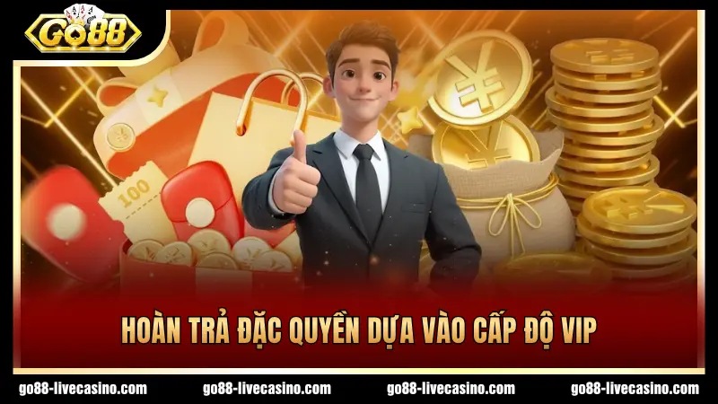 Tùy cấp độ VIP mà tỷ lệ hoàn trả có sự khác biệt
